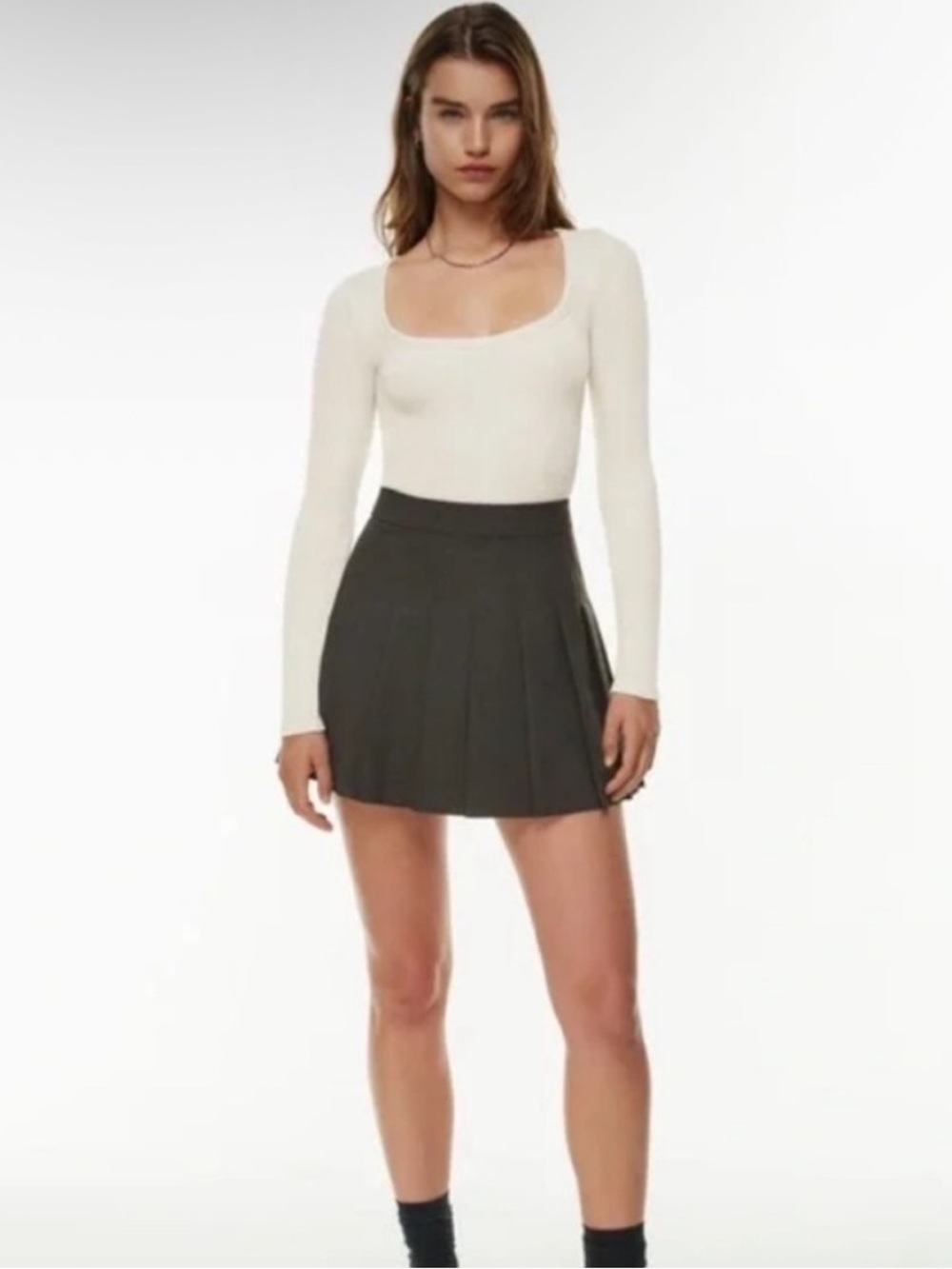 Aritzia Wilfred Free Cream Ribbed Bodysuit